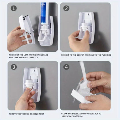 Juego de soporte para cepillos de dientes y pasta de dientes de pared con dispensador automático y vaso