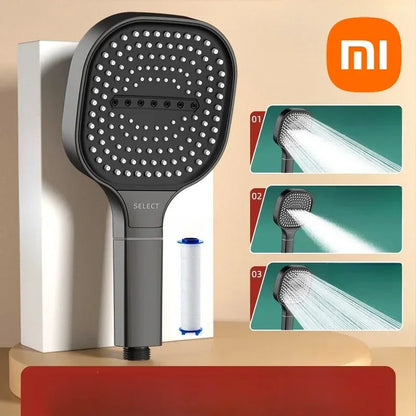 "Xiaomi - Cabezal de Ducha Ajustable de Alta Presión con Panel Grande de 13 cm y 3 Modos de Masaje: Accesorios de Baño con Elemento Filtrante"