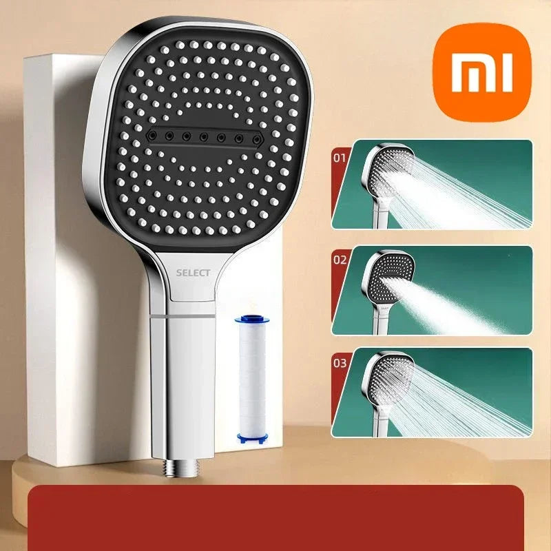 "Xiaomi - Cabezal de Ducha Ajustable de Alta Presión con Panel Grande de 13 cm y 3 Modos de Masaje: Accesorios de Baño con Elemento Filtrante"